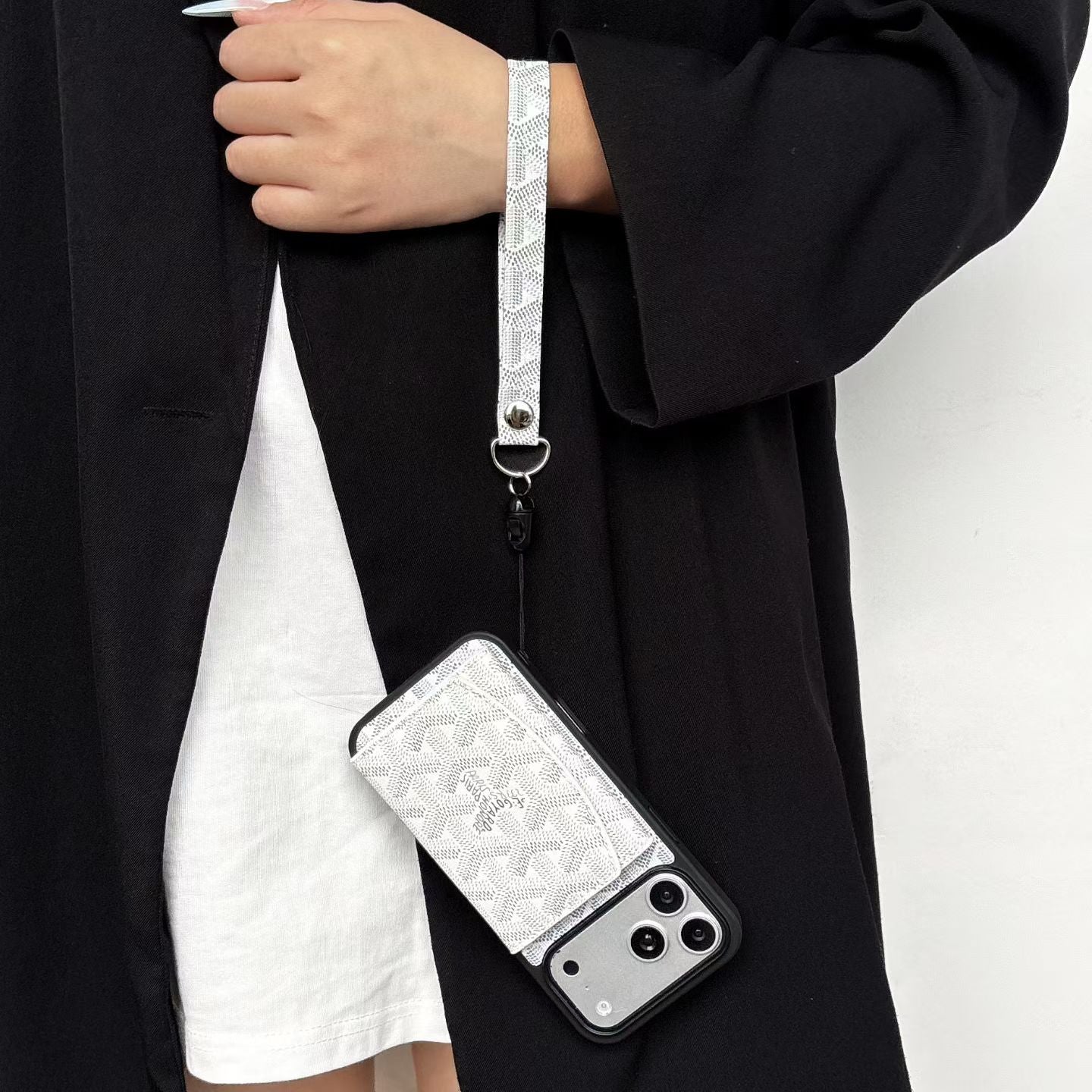 Goyard Back Card Holder Phone Case With Wrist Band