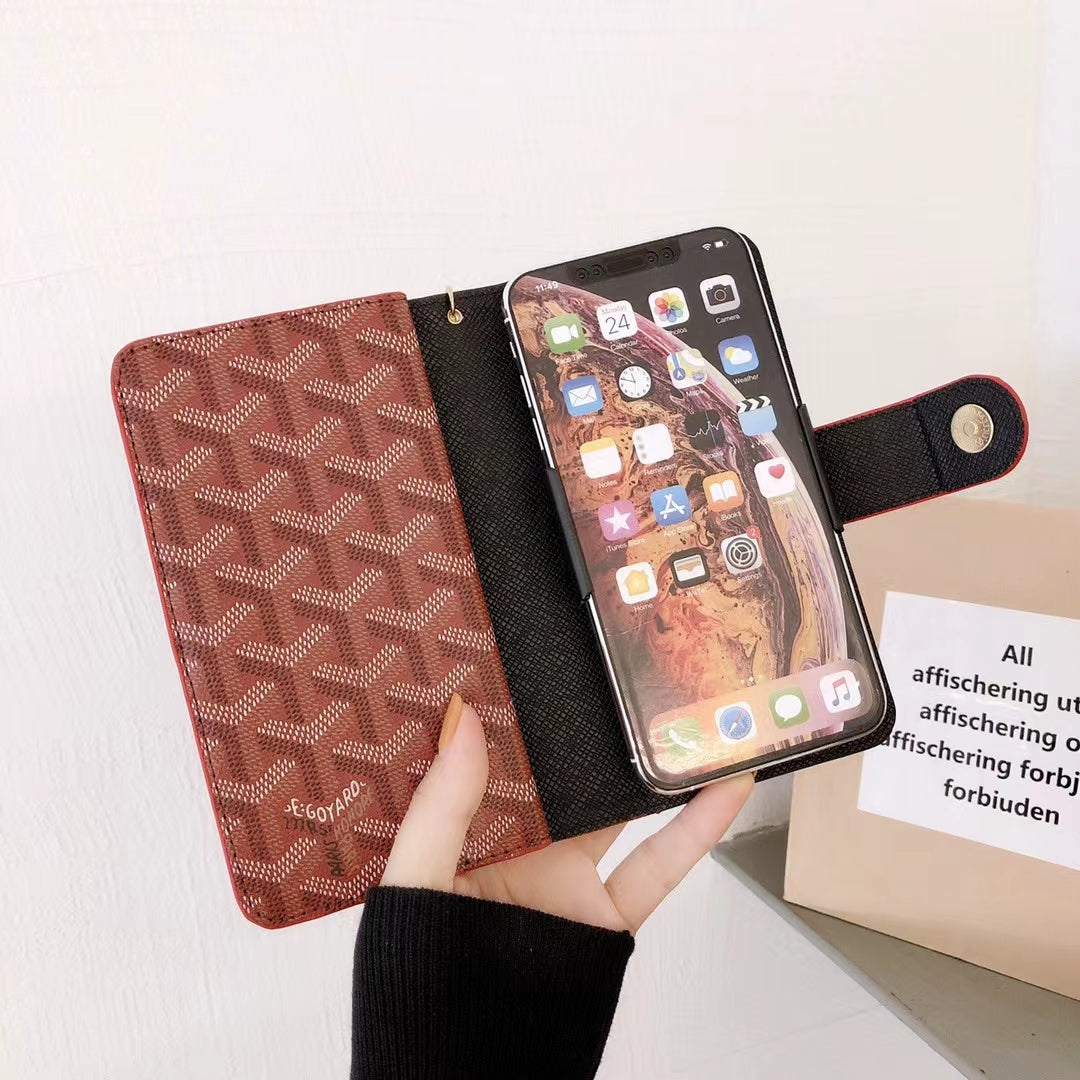 Goyard Universal Luxury Double Flip Wallet Case - Fits Most Models