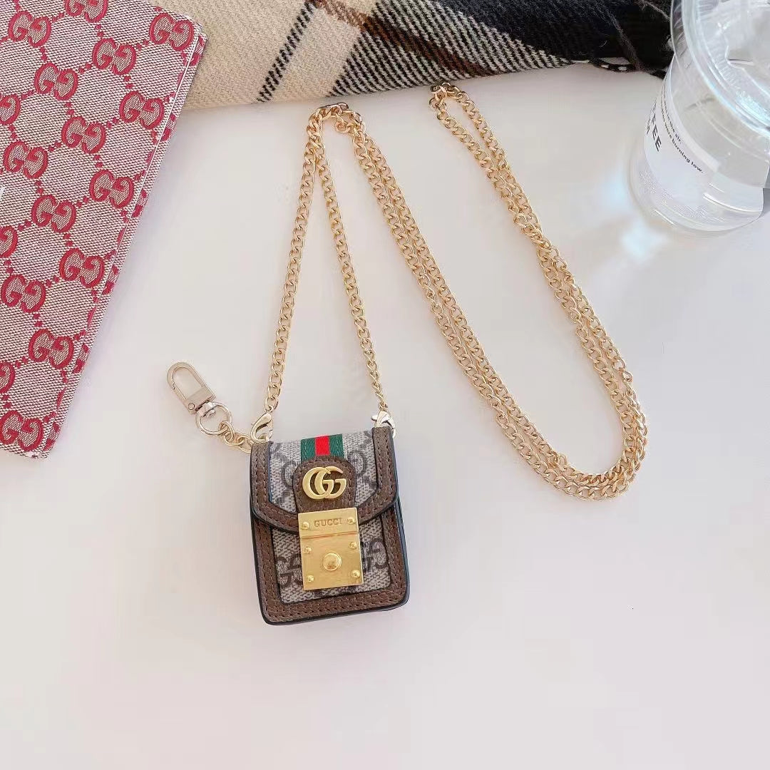 GC Airpods Case with Crossbody Metalic Strap