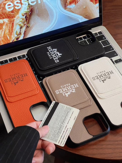 Hermes Signature Back Card Slot Phone Case