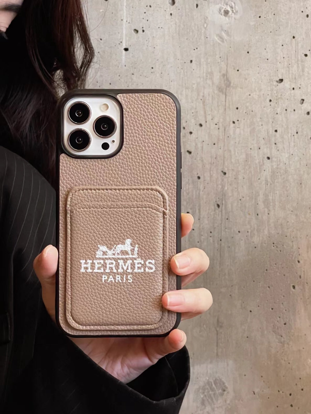 Hermes Signature Back Card Slot Phone Case