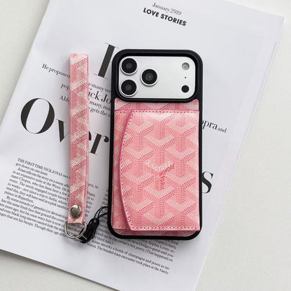Goyard Back Card Holder Phone Case With Wrist Band