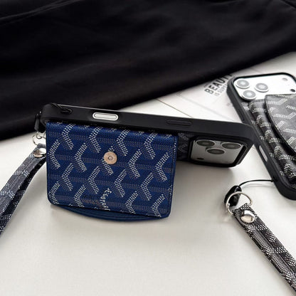 Goyard Back Card Holder Phone Case With Wrist Band