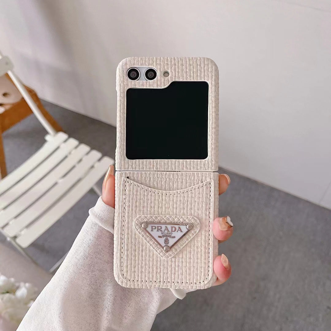 PD Rattan Single Card Slot Case For Samsung Z Flip