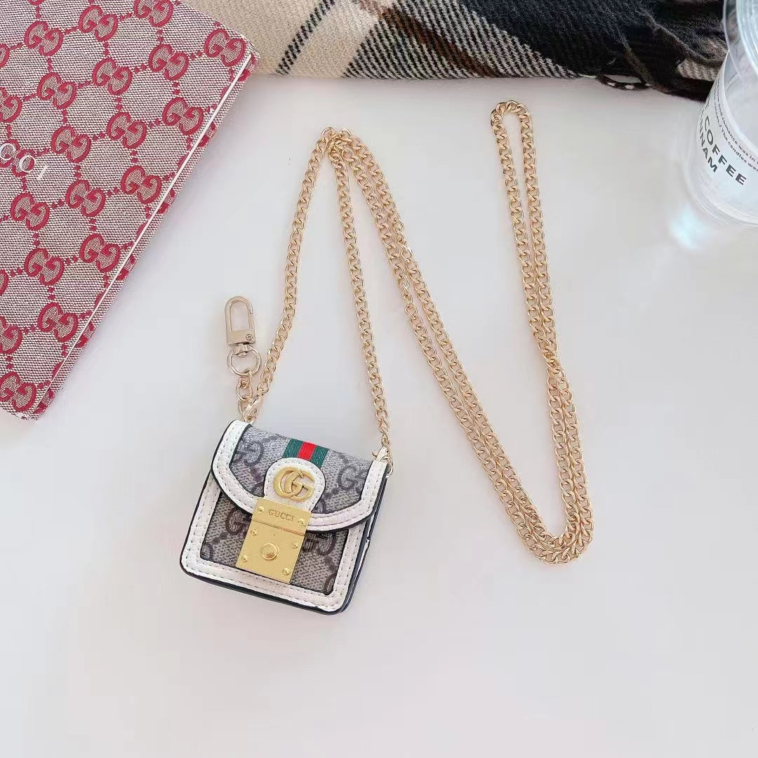 GC Airpods Case with Crossbody Metalic Strap