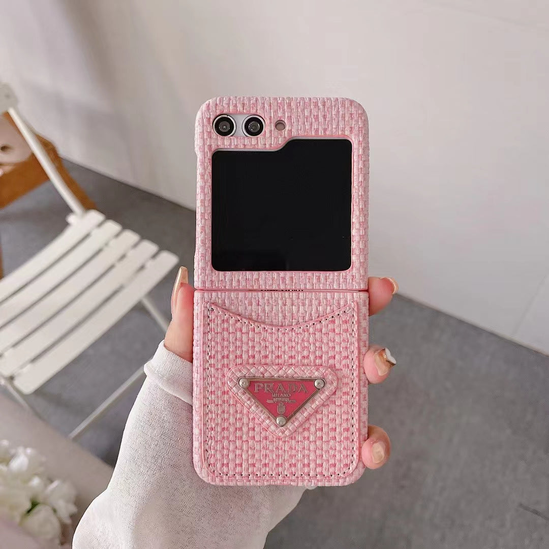 PD Rattan Single Card Slot Case For Samsung Z Flip