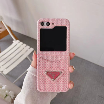 PD Rattan Single Card Slot Case For Samsung Z Flip