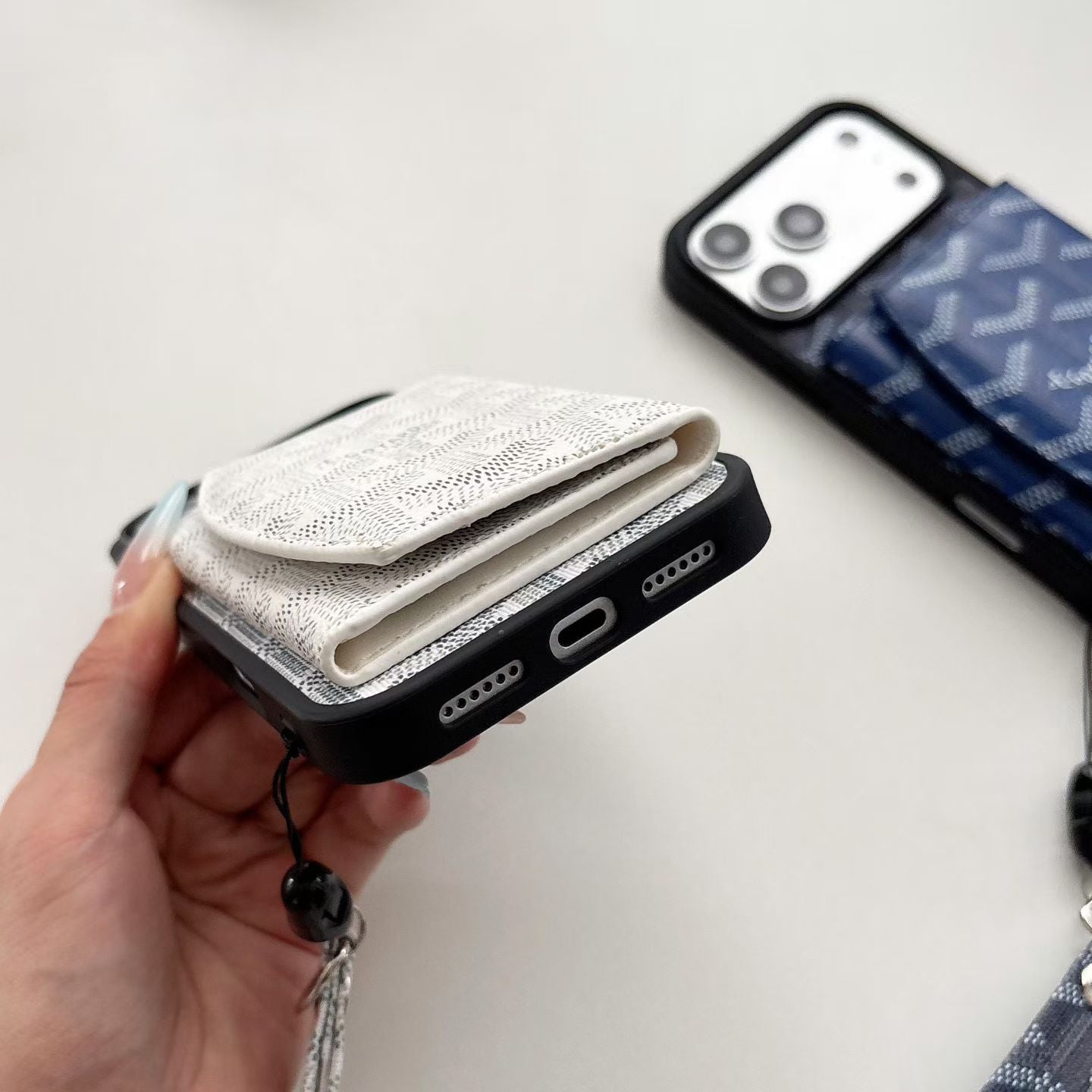 Goyard Back Card Holder Phone Case With Wrist Band