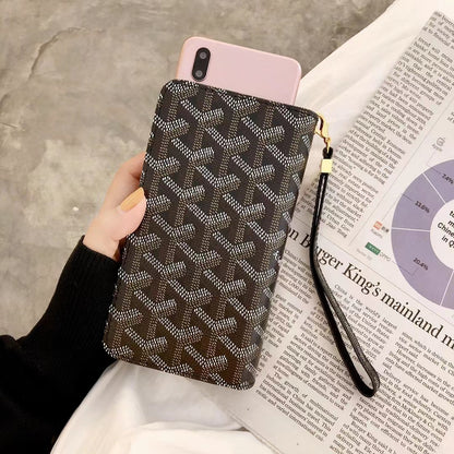 Goyard Universal Luxury Double Flip Wallet Case - Fits Most Models