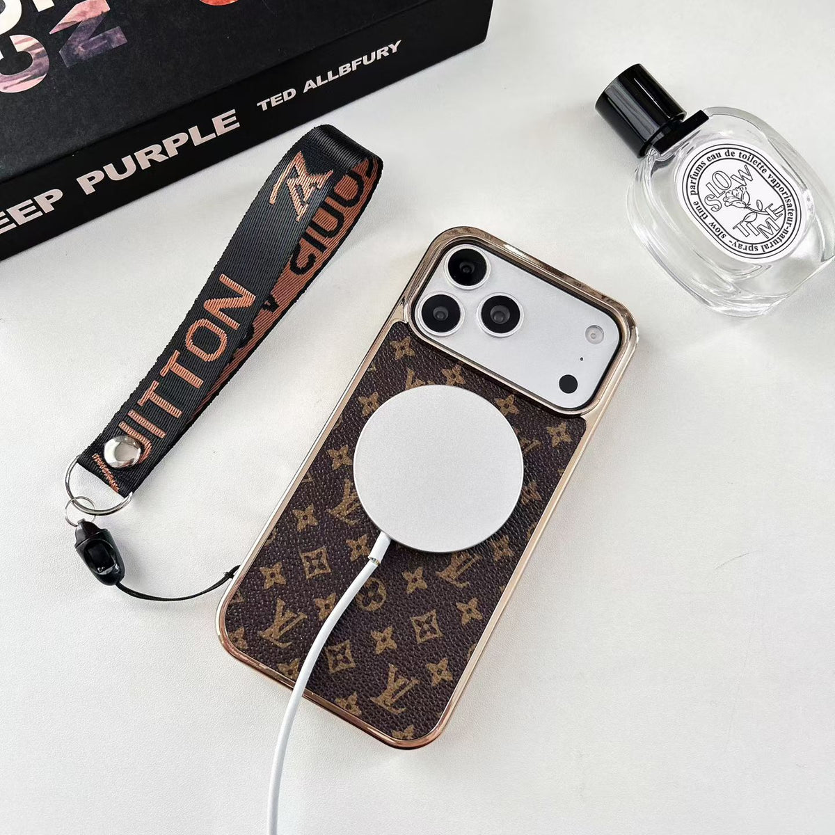 Classic Monogram Design Case With Wrist Band