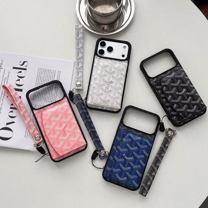 Goyard Back Card Holder Phone Case With Wrist Band