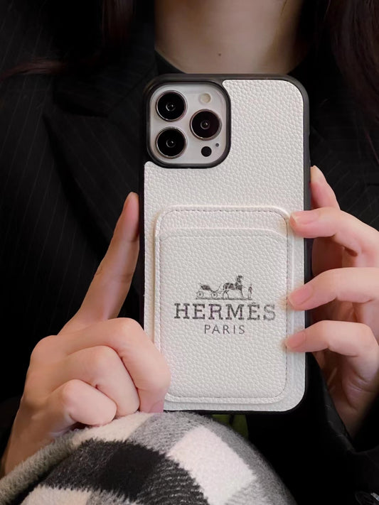 Hermes Signature Back Card Slot Phone Case