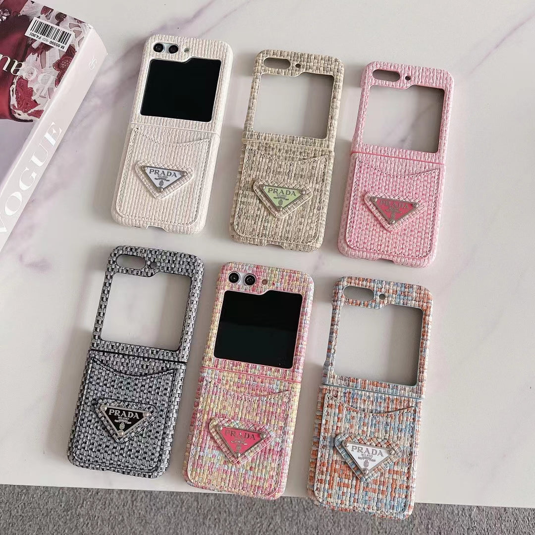 PD Rattan Single Card Slot Case For Samsung Z Flip