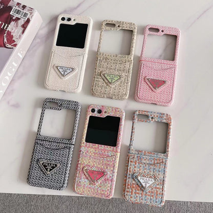 PD Rattan Single Card Slot Case For Samsung Z Flip
