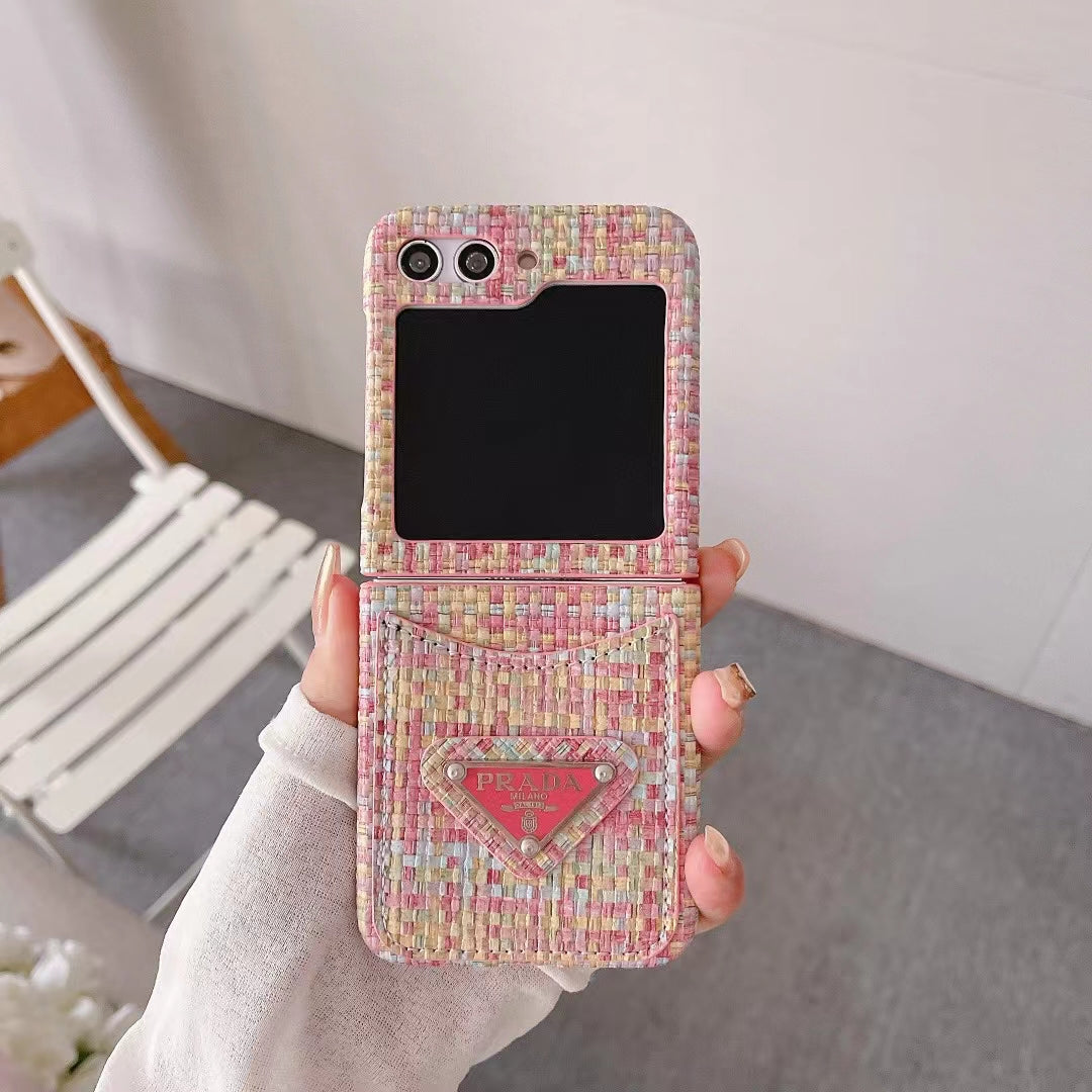 PD Rattan Single Card Slot Case For Samsung Z Flip