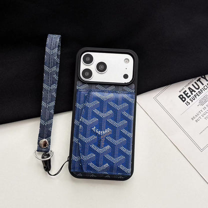 Goyard Back Card Holder Phone Case With Wrist Band