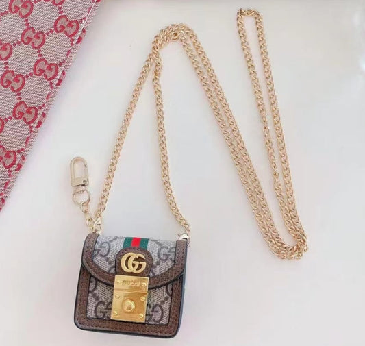GC Airpods Case with Crossbody Metalic Strap