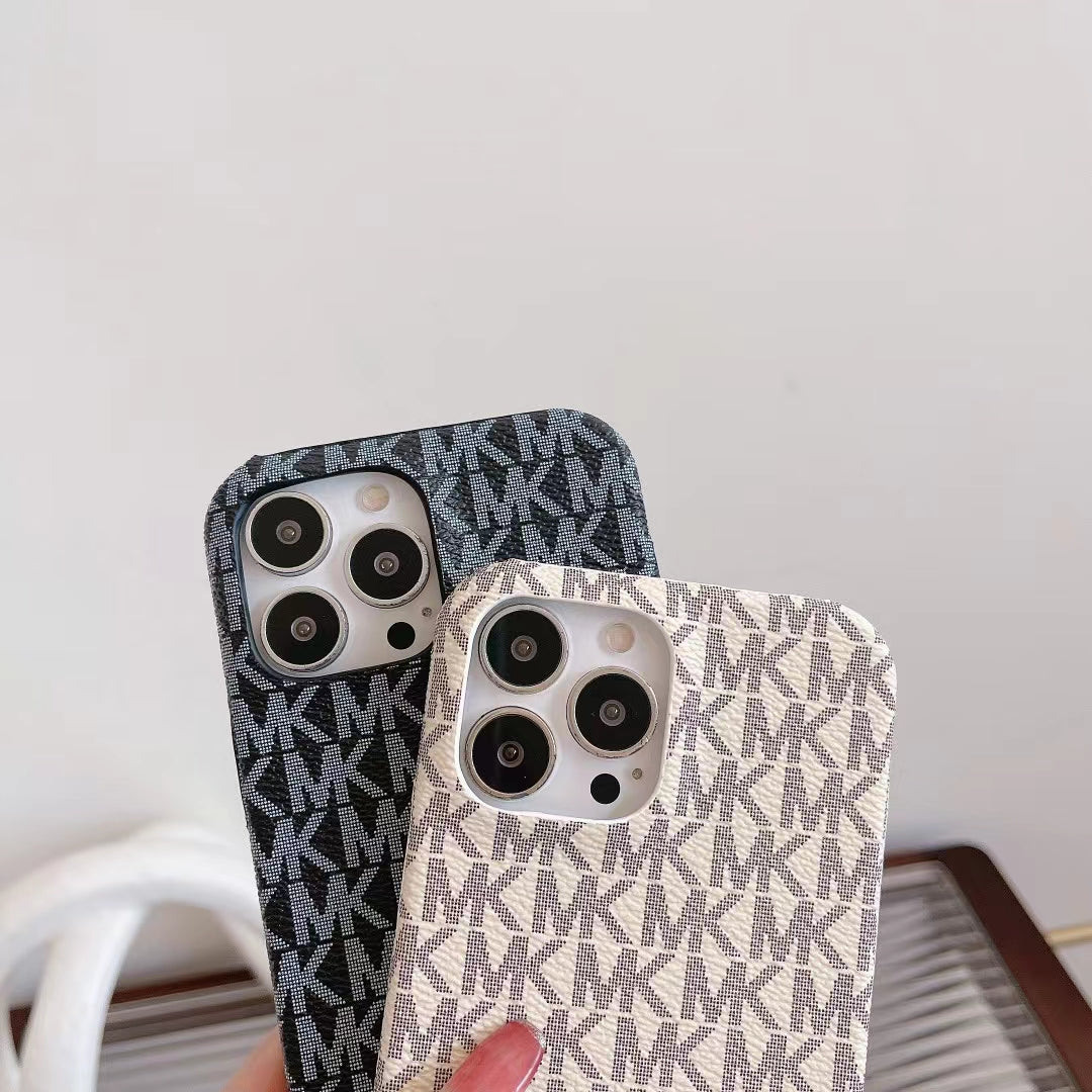 MK Pattern Golden Logo Patch Case