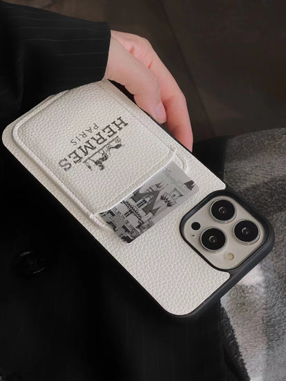 Hermes Signature Back Card Slot Phone Case