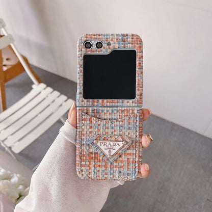 PD Rattan Single Card Slot Case For Samsung Z Flip