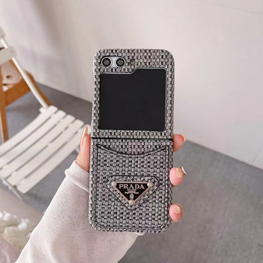 PD Rattan Single Card Slot Case For Samsung Z Flip