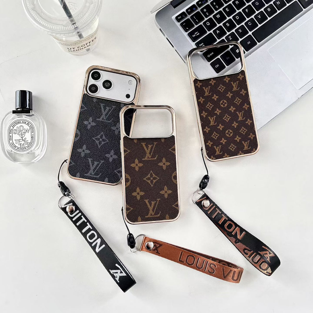 Classic Monogram Design Case With Wrist Band