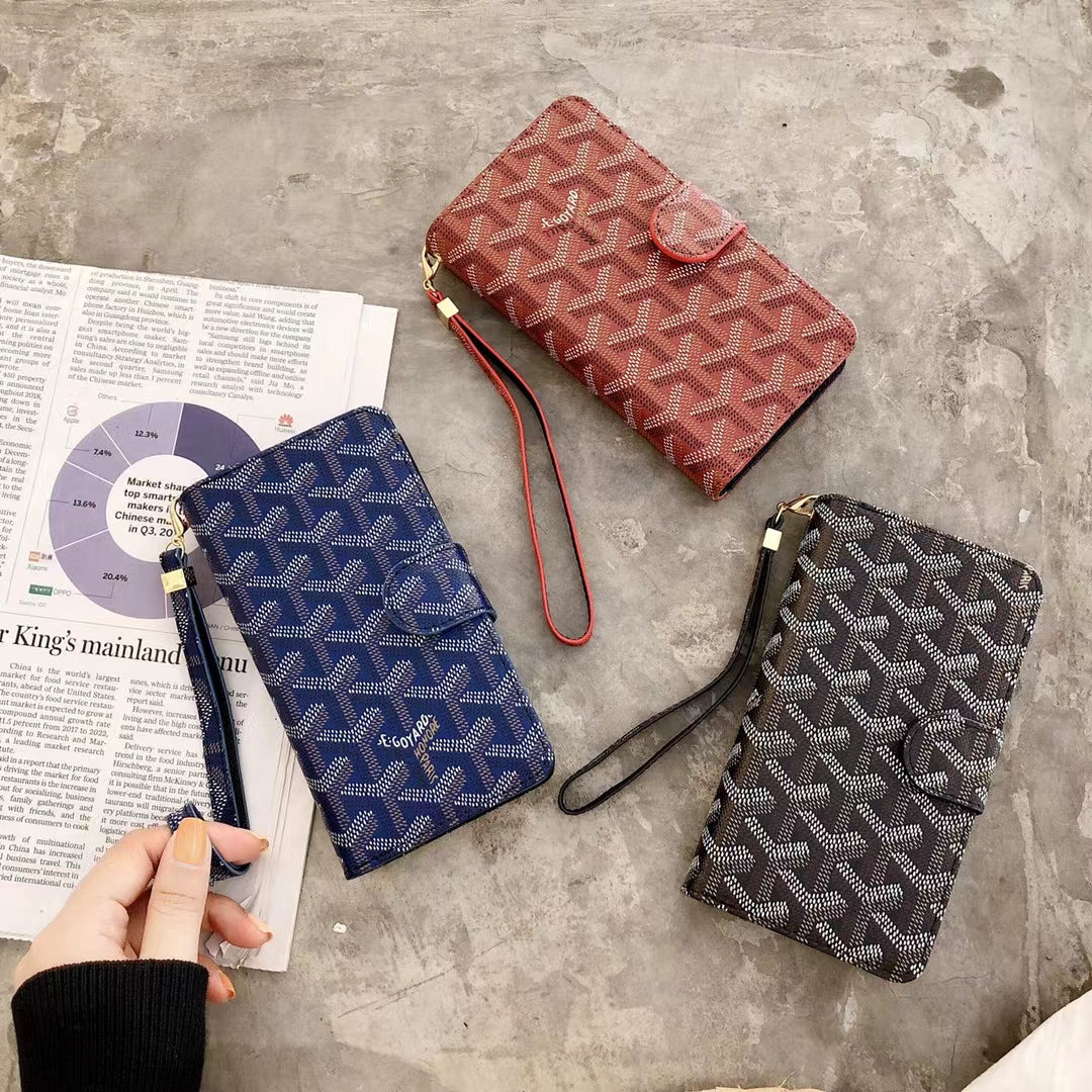 Goyard Universal Luxury Double Flip Wallet Case - Fits Most Models