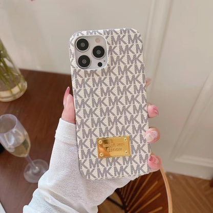 MK Pattern Golden Logo Patch Case