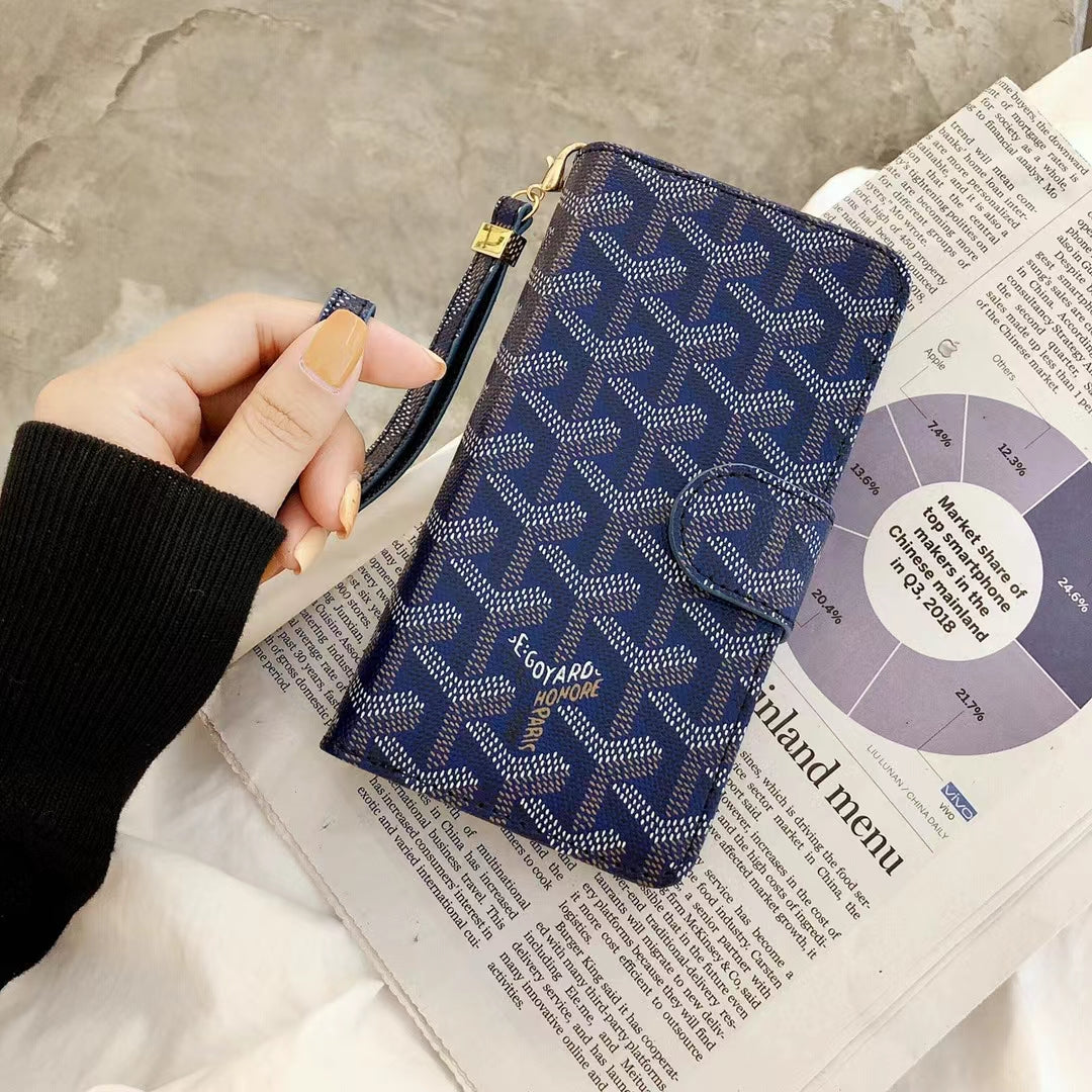 Goyard Universal Luxury Double Flip Wallet Case - Fits Most Models