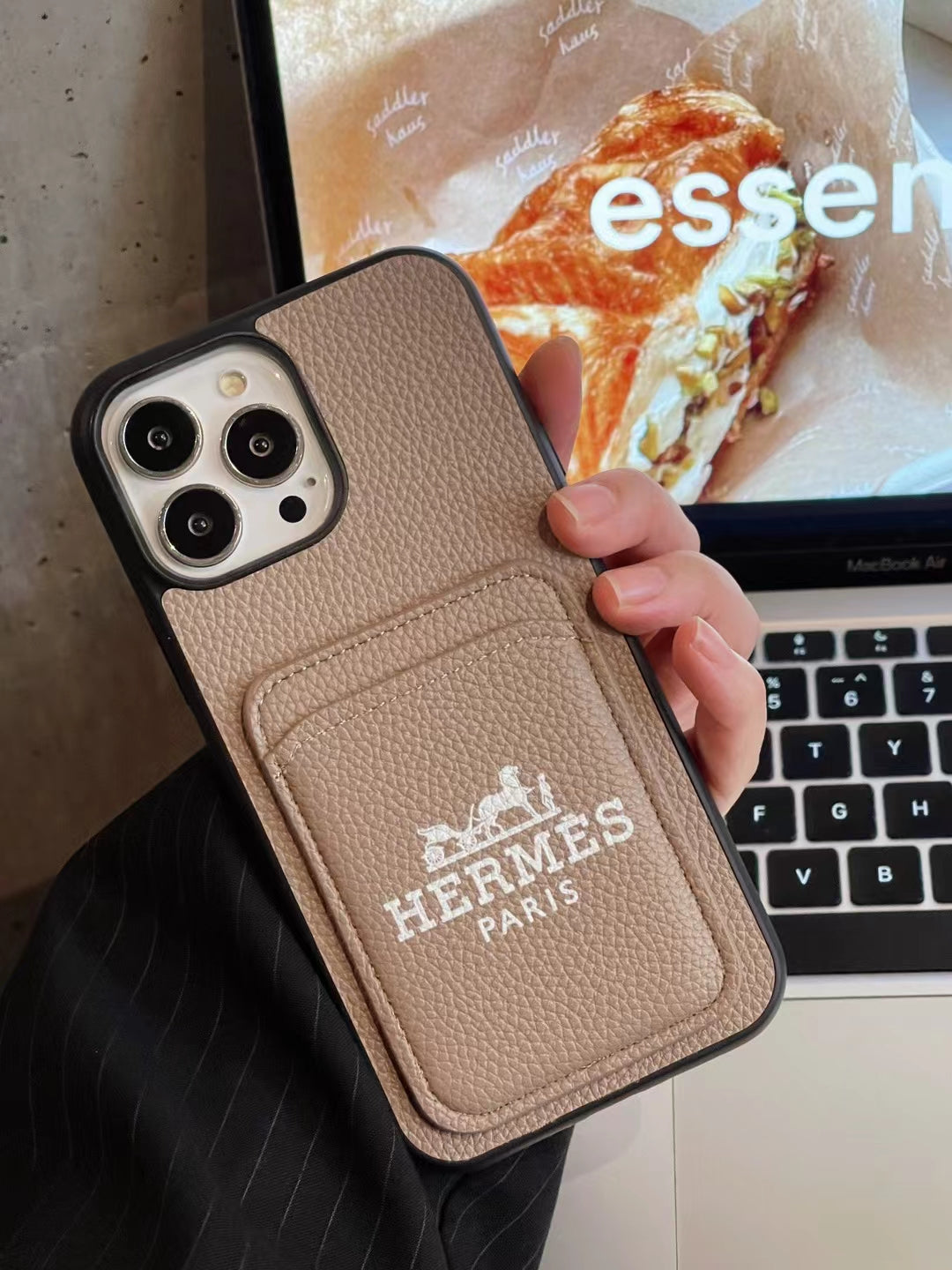 Hermes Signature Back Card Slot Phone Case