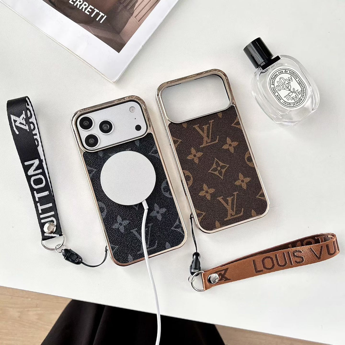 Classic Monogram Design Case With Wrist Band