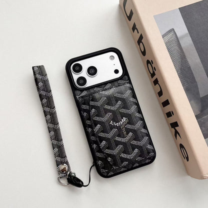 Goyard Back Card Holder Phone Case With Wrist Band